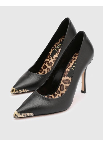 Bron Hakiki Deri Kadın Siyah Topuklu Ayakkabı fırsatları