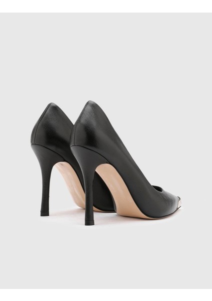 Bron Hakiki Deri Kadın Siyah Topuklu Ayakkabı indirimleri