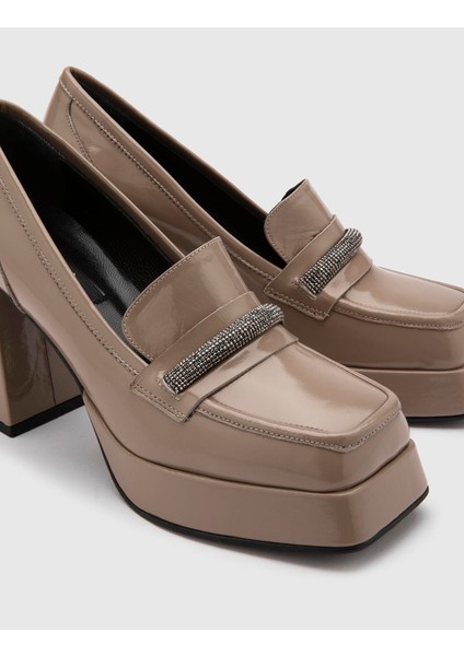 Azalea Hakiki Rugan Deri Kadın Vizon Topuklu Ayakkabı modelleri