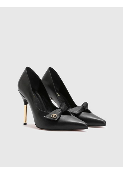 Betty Hakiki Deri Kadın Siyah Topuklu Ayakkabı