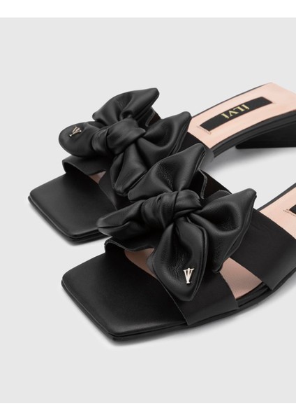 Kitti Deri Kadın Siyah Topuklu Terlik fiyatları