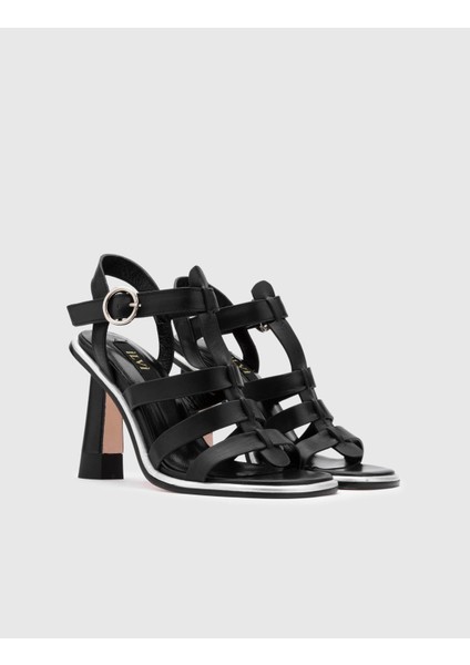 Vitale Deri Kadın Siyah Topuklu Sandalet