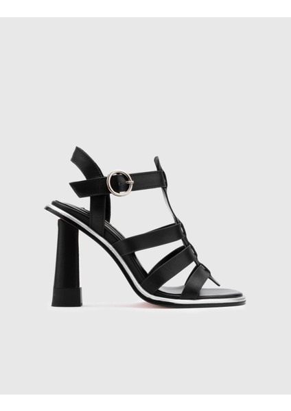 Vitale Deri Kadın Siyah Topuklu Sandalet modelleri