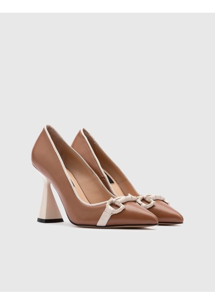 Kata Deri Kadın Açık Taba Topuklu Ayakkabı
