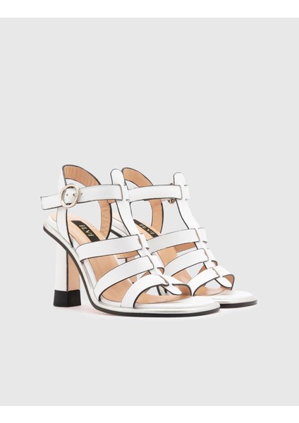 Vitale Deri Kadın Beyaz Topuklu Sandalet
