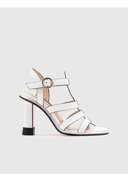 Vitale Deri Kadın Beyaz Topuklu Sandalet modelleri
