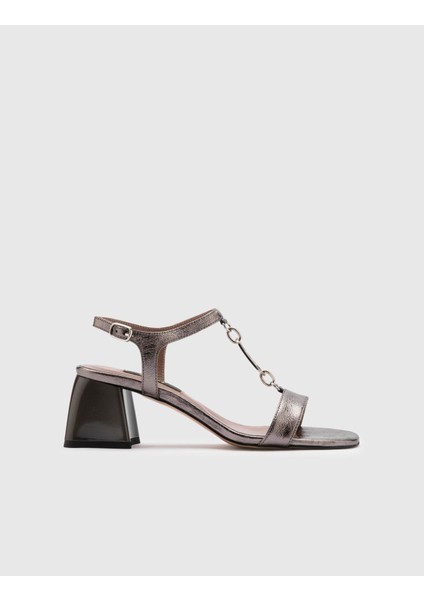 Lowan Baskılı Deri Kadın Bronz Renk Topuklu Sandalet modelleri