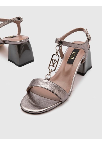 Lowan Baskılı Deri Kadın Bronz Renk Topuklu Sandalet fırsatları