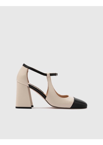 Kazue Hakiki Deri Kadın Bej Topuklu Sandalet modelleri