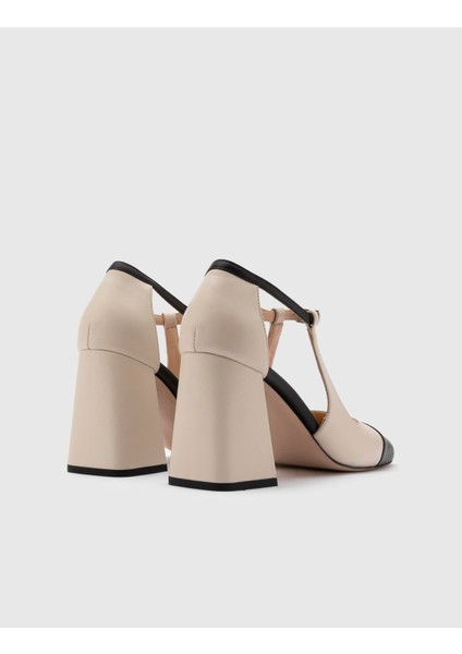 Kazue Hakiki Deri Kadın Bej Topuklu Sandalet indirimleri