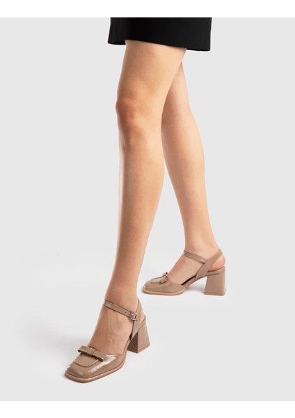 Kler Rugan Deri Kadın Vizon Topuklu Sandalet fiyatları