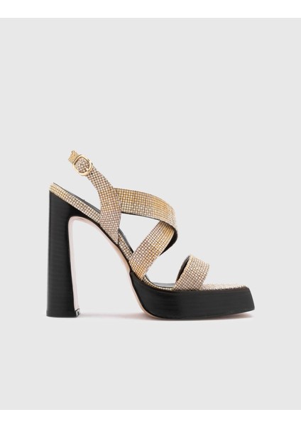 Kiah Deri Kumaş Kadın Sarı Topuklu Sandalet modelleri