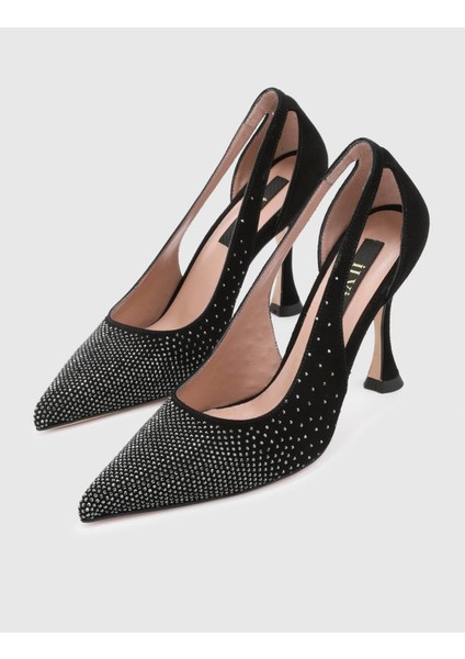 Joris Hakiki Süet Deri Kadın Siyah Topuklu Ayakkabı fırsatları