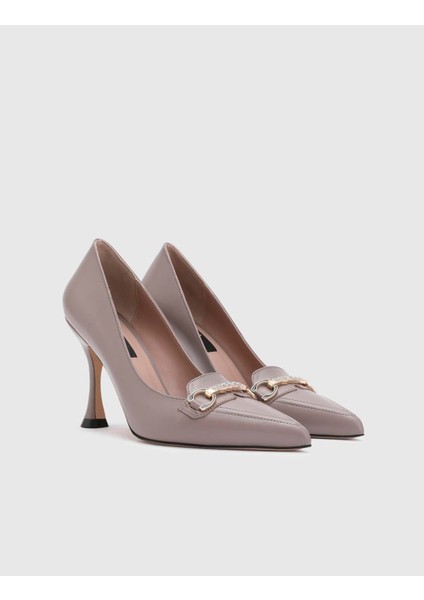 Eligia Deri Kadın Vizon Topuklu Ayakkabı