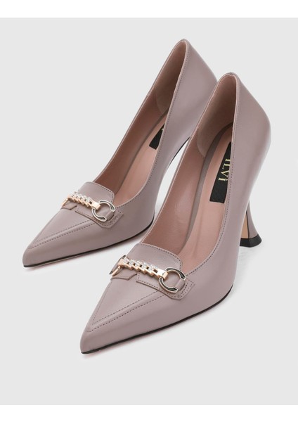 Eligia Deri Kadın Vizon Topuklu Ayakkabı fırsatları