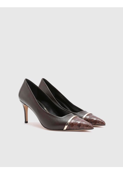 Lente Hakiki Deri Kadın Kahverengi Topuklu Ayakkabı