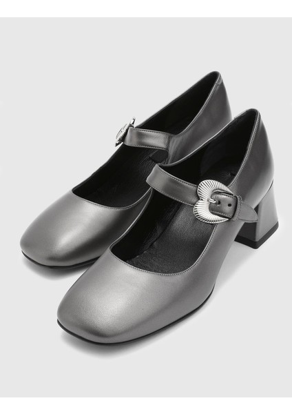 Geurt Hakiki Deri Kadın Gümüş Topuklu Ayakkabı fırsatları