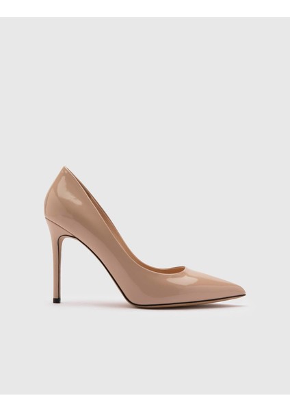 Nelli Hakiki Rugan Deri Kadın Bej Stiletto modelleri
