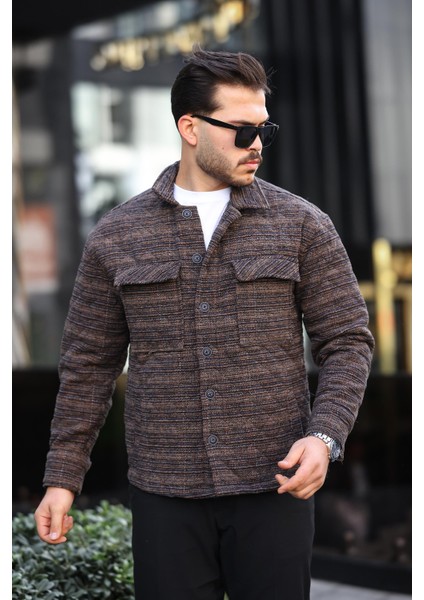 Kahverengi Desenli Kapitone Detaylı Regular Fit CEKET-2456 modelleri
