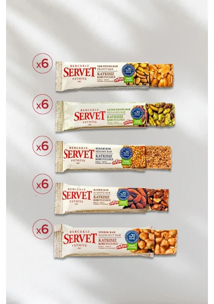 Şeker İlavesiz Krokan Bar Karışık Paket 600 gr (30 x 20 gr)