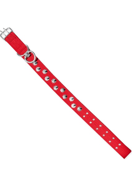 Savex Dokuma Çivili Köpek Boyun Tasması Kırmızı 4*70 cm