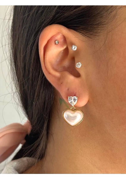 Pearl Double Heart Küpe