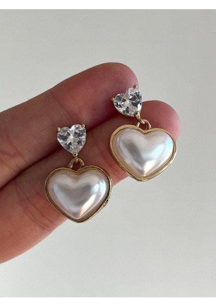 Pearl Double Heart Küpe