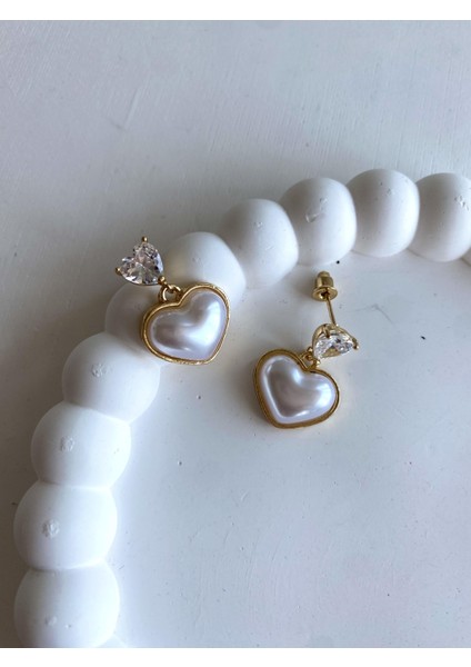 Pearl Double Heart Küpe