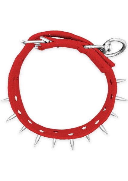 Savex Dokuma Çivili Köpek Boyun Tasması Kırmızı 4*70 cm