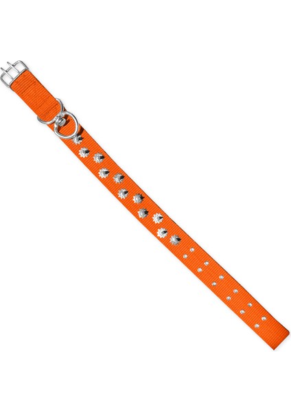 Savex Dokuma Çivili Köpek Boyun Tasması Turuncu 4*70 cm