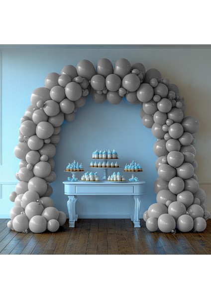 20 Adet Metalik Gri Balon - Doğum Günü Parti ve Eğlenceli Etkinlikler Için