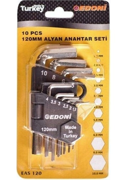 | 10'lu Alyan Anahtar Takımı [Çelik, Krom Renk]