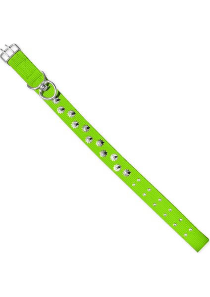 Savex Dokuma Çivili Köpek Boyun Tasması Yeşil 5*80 cm