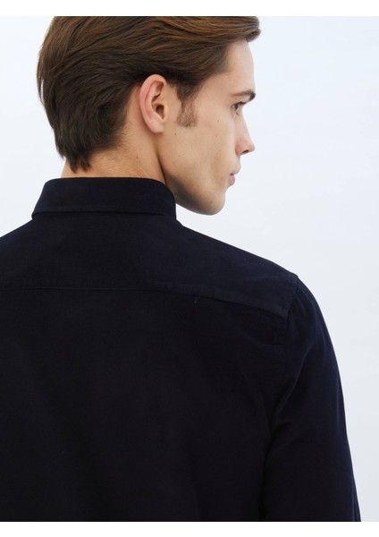 Lacivert Fitilli Regular Fit Dokuma Kadife Casual %100 Pamuk Gömlek fırsatları