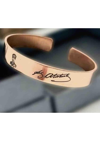 Saf Bakır Atatürk Temalı Bileklik - Her Bileğe Uygun-Geçmeli-Unisex fiyatları