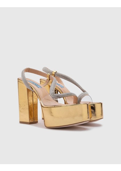Rory Cilt Deri Kadın Altın Topuklu Sandalet