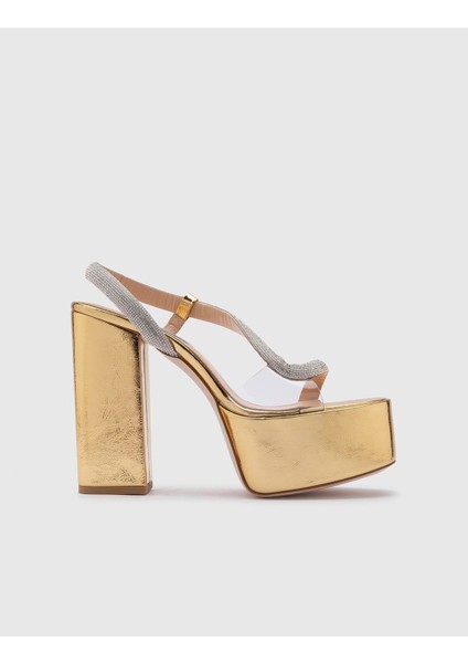 Rory Cilt Deri Kadın Altın Topuklu Sandalet modelleri