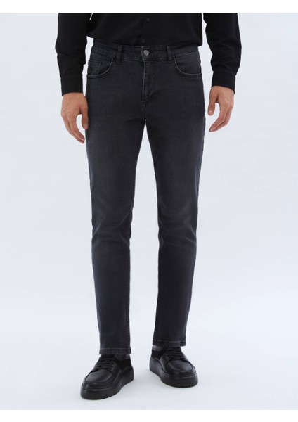 Koyu Gri Super Slm Fit Denim Pamuk Karışımlı Pantolon
