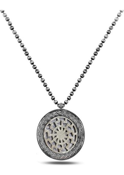 Viking Güneş Tılsımı Döngüsü Erkek Gümüş Kolye