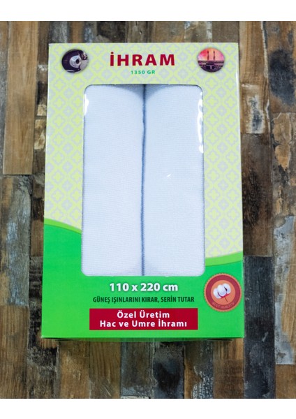 Ihram, Ihram Takımı 1350 Gr. Kutuda Hac ve Umre Için 110 x 220, Beyaz, Yumuşak,pamuklu,kutulu