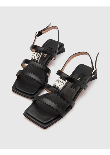 Mayrah Hakiki Deri Kadın Siyah Topuklu Sandalet fiyatları