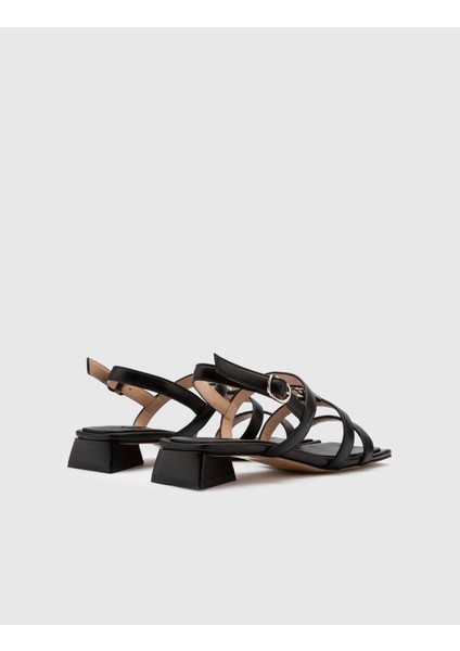 Mayrah Hakiki Deri Kadın Siyah Topuklu Sandalet fırsatları