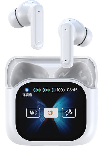 LED Tam Renkli Dokunmatik Ekranlı Bluetooth Kulaklık BY16 Kulak Içi Anc+Enc Gürültü Azaltma Bluetooth Kulaklık A9PRO (Yurt Dışından)