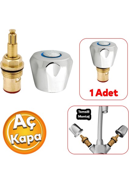 Musluk Başlığı Kafası Aç Kapa Pratik 1 Adet Batarya Yedek Başlık Salmastra fiyatları