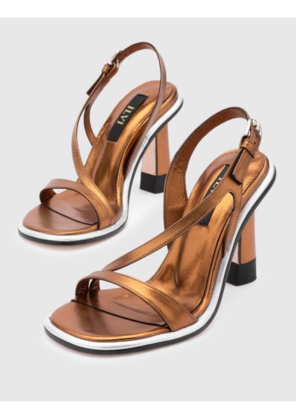Wilson Hakiki Deri Kadın Bronz Renk Topuklu Sandalet fırsatları