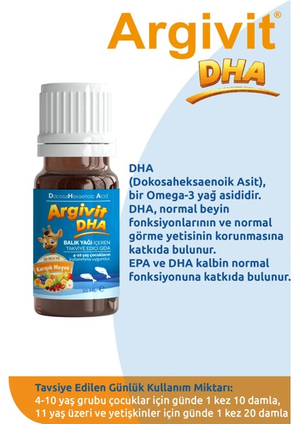 Dha, Balık Yağı Içeren Sıvı Takviye Edici Gıda 10 ml