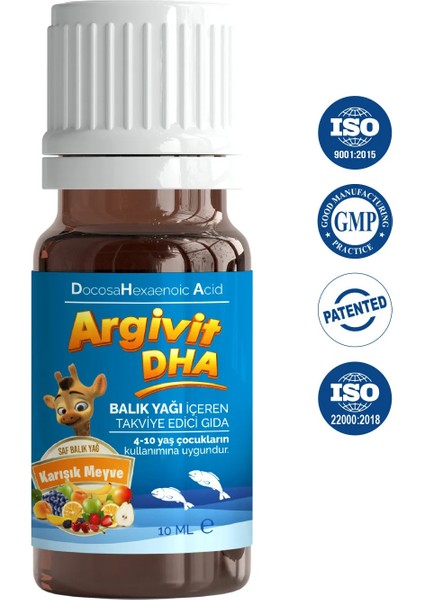 Dha, Balık Yağı Içeren Sıvı Takviye Edici Gıda 10 ml