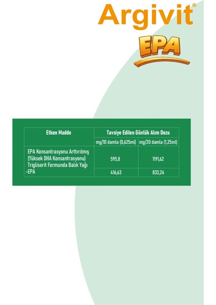 Epa Balık Yağı İçeren Sıvı Takviye Edici Gıda