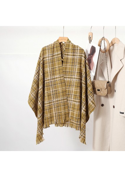 Sonbahar ve Kış Aylarında Kadınlar Için Taklit Kaşmir Ekose Atkı, Üst Düzey Atmosfer, Modaya Uygun Mizaç, Sıcak Şal ve Atkı (Yurt Dışından)