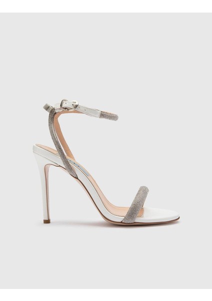 Alger Hakiki Rugan Deri Kadın Beyaz Topuklu Sandalet modelleri